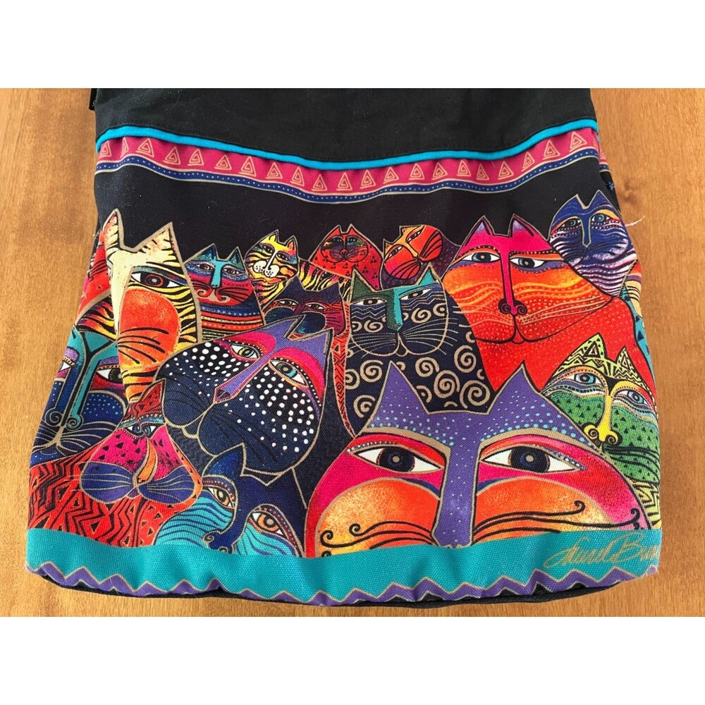 Laurel Burch Fantasticats Cat Pattern Shoulder Bag Purse Beaded READ - Picture 6 of 9
